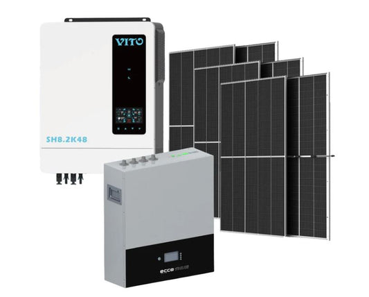 8.2KVA Hybrid Inverter 8200 Watt Combo ECCO 5.12 KWH AH Lithium Battery 6X 450W Mono Solar Panels Combo