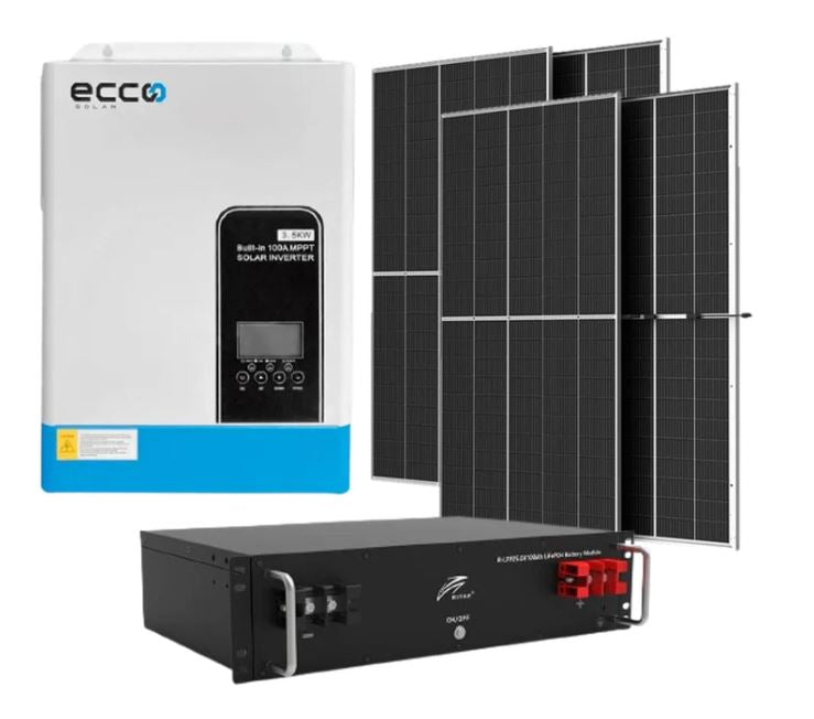 Ecco Solar 3.5 KVA MPPT 100A & Ritar 2.56 KwH 100ah & Lithium 4X 450W Mono Solar Panels Loadshedding Combo Kit