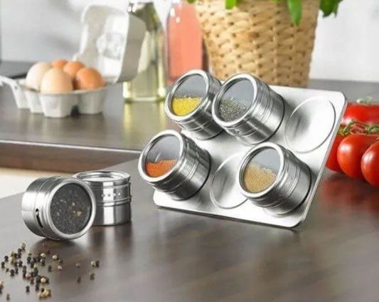 Stainless Steel Magnetic Spice Rack 6 Piece