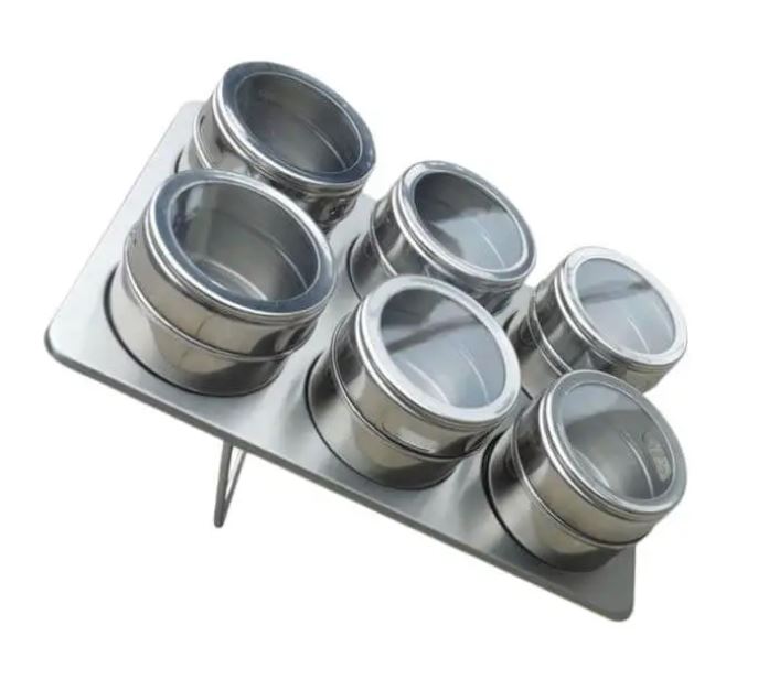 Stainless Steel Magnetic Spice Rack 6 Piece