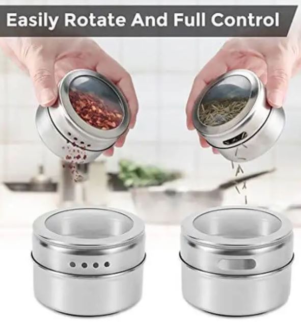 Stainless Steel Magnetic Spice Rack 6 Piece